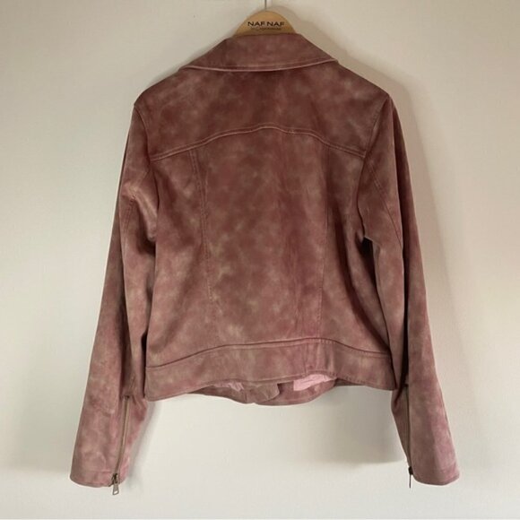 anthropologie Lucy Pink Suede Tie Dye Moto Jacket - Picture 6 of 8